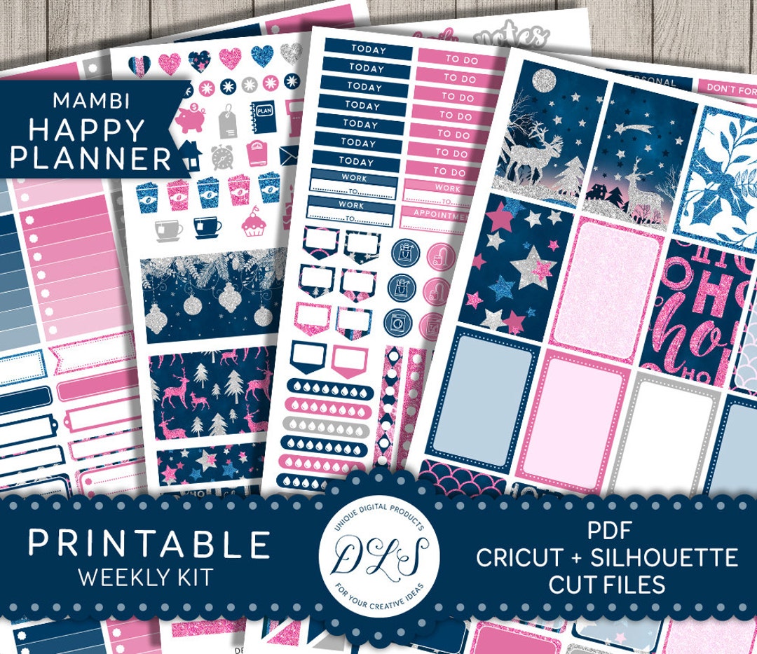 Printable Christmas Planner Stickers Kit, Mambi Happy Planner ...