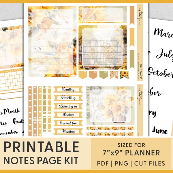 September Notes Page Kit, October Notes Page Kit, Printable Fall Planner Stickers, Erin Condren, Notes Page Stickers, Floral Stickers,ECN246