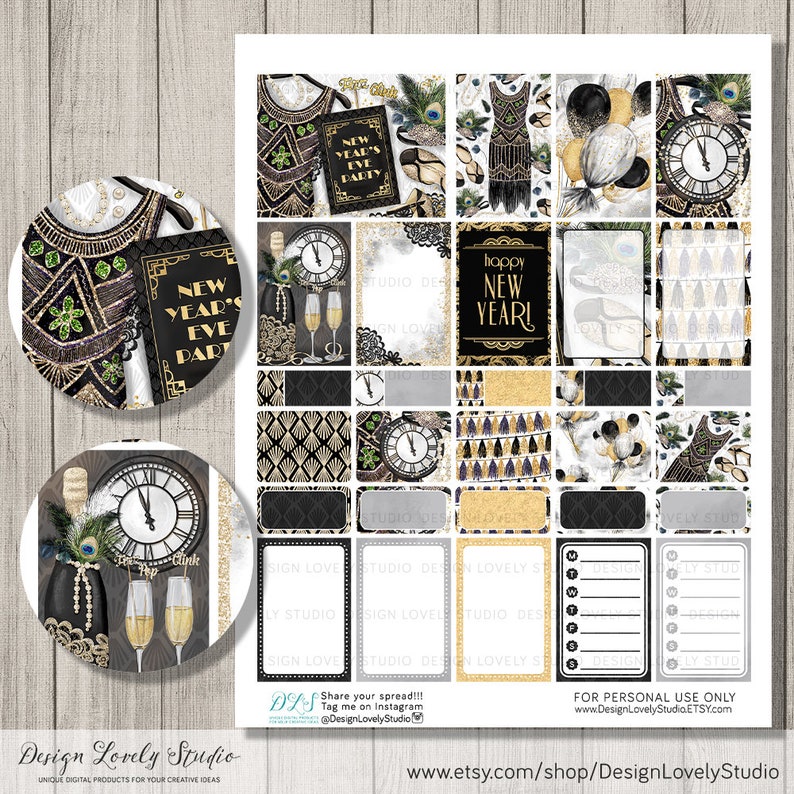 NEW YEAR Planner Stickers Kit, Happy Planner New Year's Planner ...