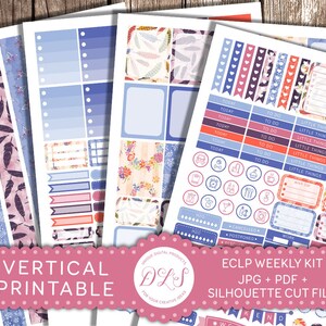 Printable Planner Stickers for VERTICAL Erin Condren, Summer Stickers Kit, Weekly Planner Stickers, Printable Stickers, Cut Files VS106