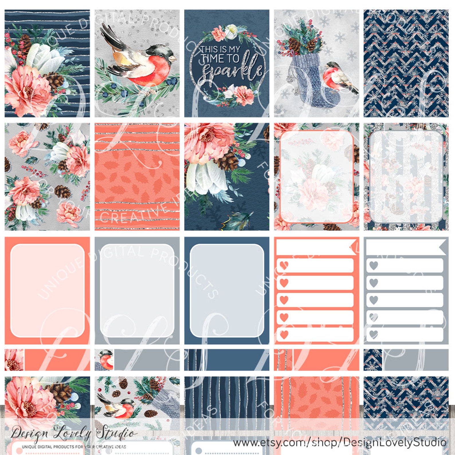 Printable Winter Planner Stickers, Winter Weekly Planner Stickers Kit ...