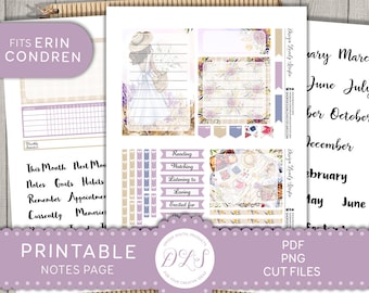 Erin Condren Note Page Stickers, Printable Planner Stickers, August Planner Stickers Kit, Picnic Planner Stickers, Cut Files, ECN207