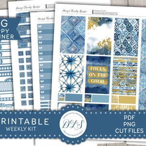 Grandes pegatinas imprimibles de Happy Planner, Kit de pegatinas semanales de Planner, Pegatinas de planificador imprimibles, Pegatinas de Planificador de dados de amarre, Archivos de corte, BW174