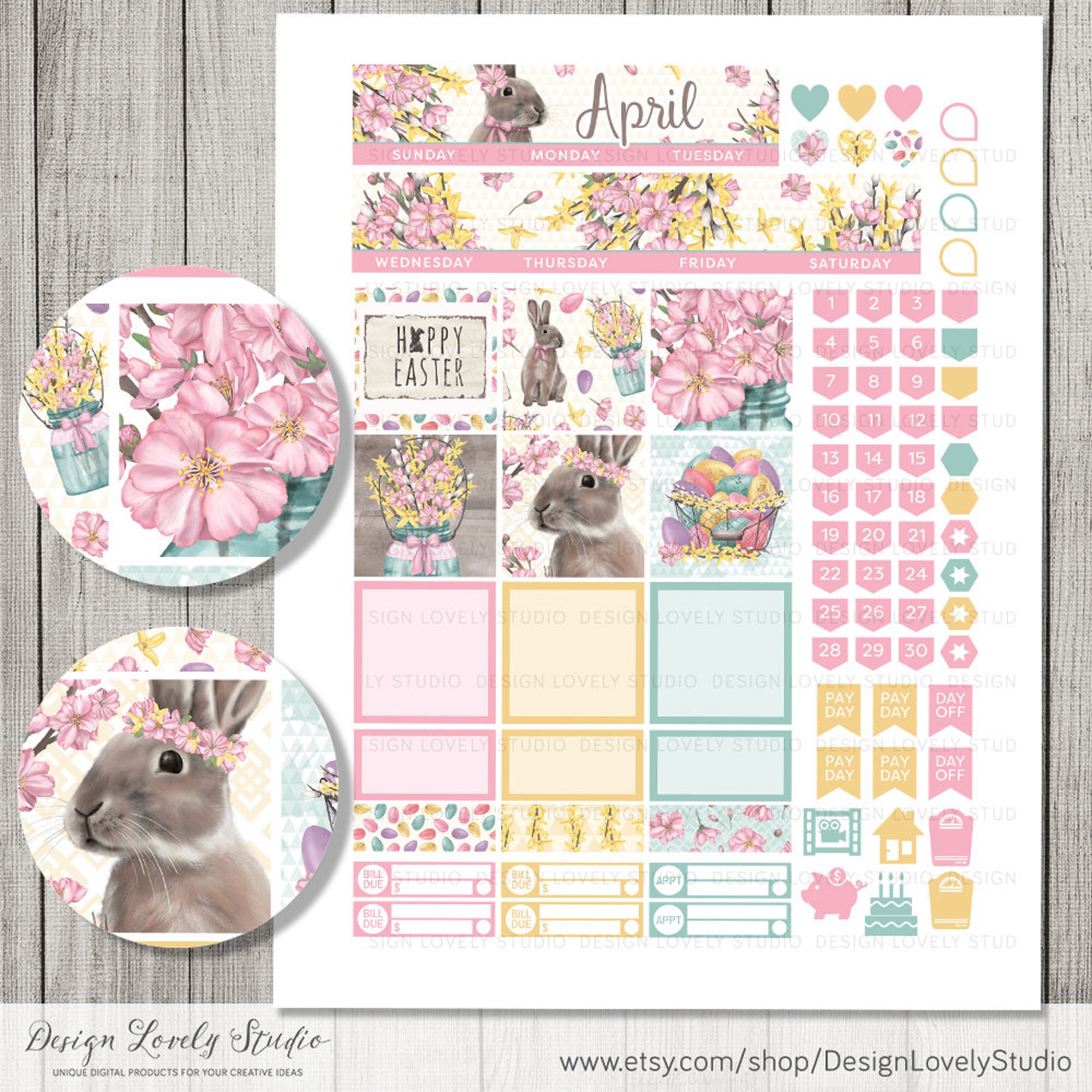 Happy Planner APRIL Monthly Kit Printable, Pastel Easter Monthly ...