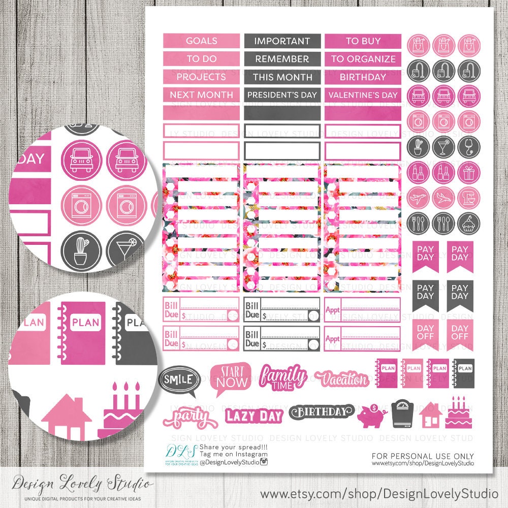 Big Happy Planner February Stickers Kit Big Happy Planner | Etsy