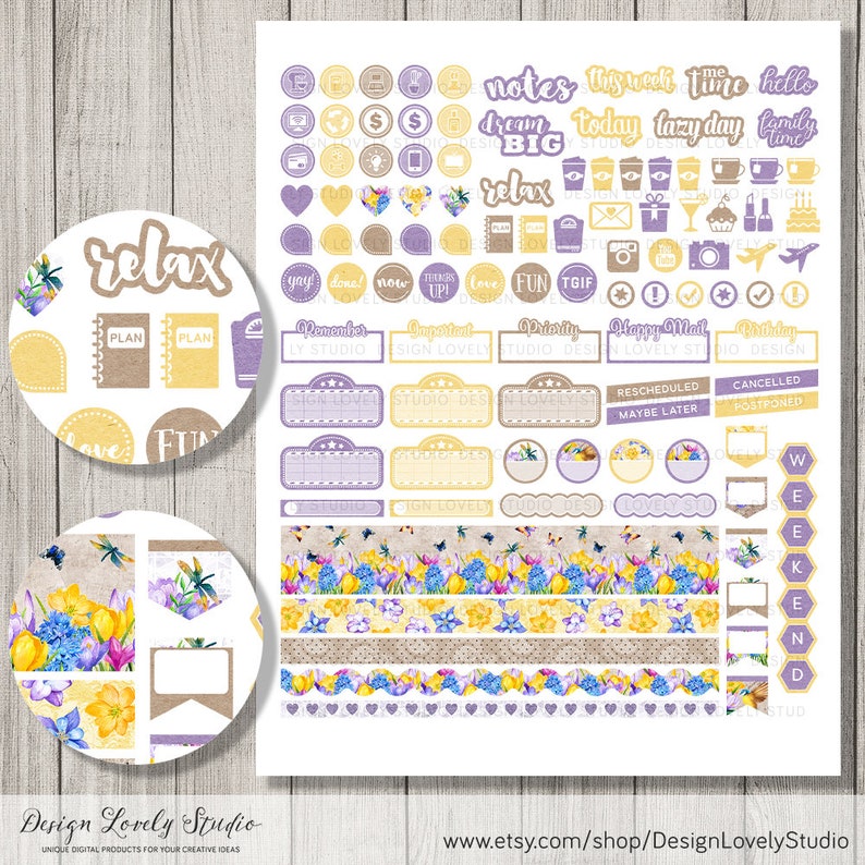 FLORAL Planner Stickers Spring Floral Planner Stickers Etsy