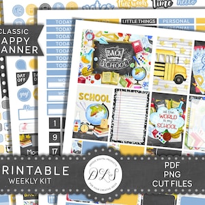 Autocollants imprimables BACK TO SCHOOL Planner, Happy Planner Back to School Stickers Kit, School Planner Stickers, Weekly Stickers Kit, HP169