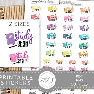 STUDY SESH druckbare Sticker, Studie Sesh Script Sticker, Studie Sticker, College Sticker, SS116