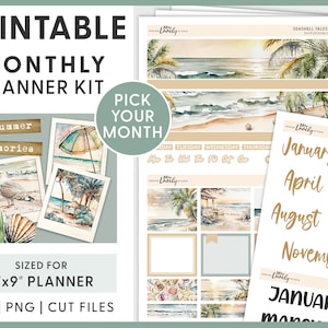 Sommer Sticker, Juli Sticker, Juni Monthly Kit, August Sticker, druckbare Sticker, Strand Sticker, MV224