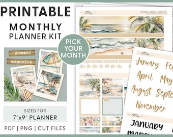 Sommer Sticker, Juli Sticker, Juni Monthly Kit, August Sticker, druckbare Sticker, Strand Sticker, MV224