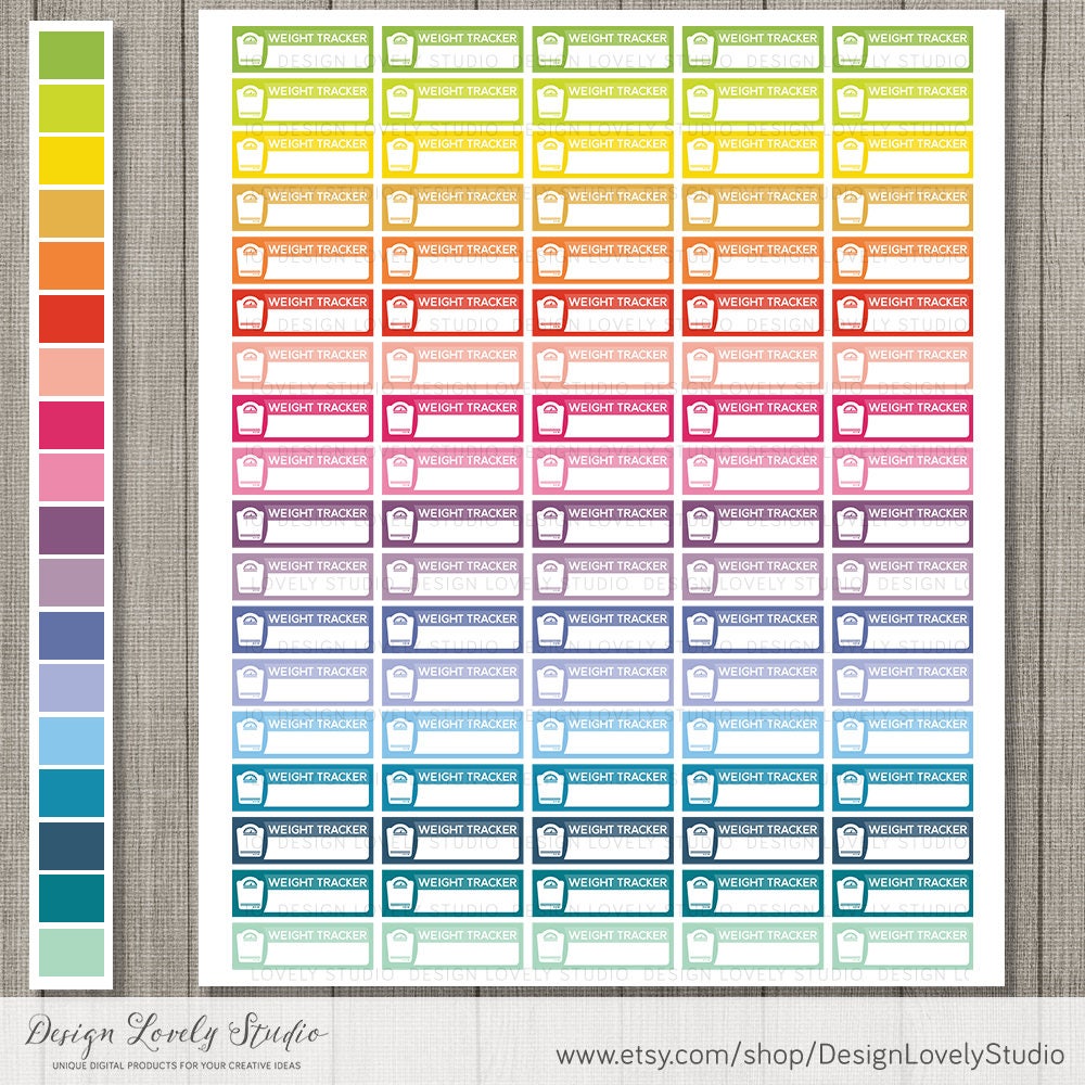 Wight Sticker Weight Tracker Stickers, Printable Weight Tracker Stickers, Weight ...