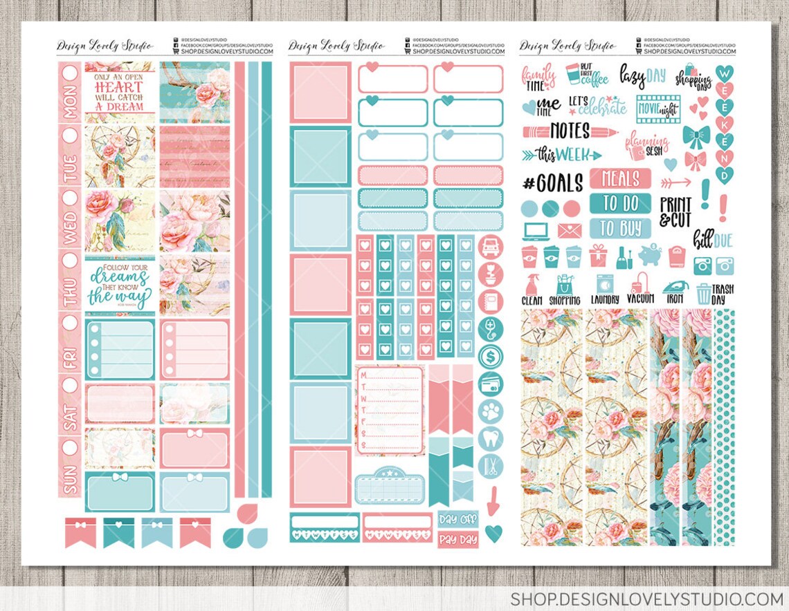HOBONICHI Weeks Printable Stickers Kit, Dreamcatcher Planner Stickers ...