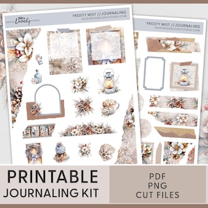 Winter Journaling Sticker Kit, Christmas Deco Stickers, Printable Planner & Journaling Stickers, Xmas, Winter, Holiday Planner,  JS188