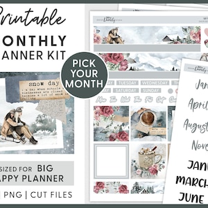 Big Happy Planner Stickers, January Planner Stickers, Monthly Planner Stickers, Winter Planner Stickers, Printable Planner Stickers, BM219