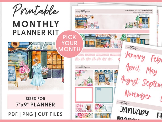 Monthly Planner Stickers Printable Planner Stickers City - Etsy