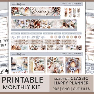 Adesivi stampabili per il planner di gennaio, kit di adesivi mensili di gennaio, adesivi di Capodanno, Happy Planner, inverno, HPMV258J