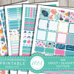 HORIZONTAL Planner Stickers, Erin Condren Horizontal, Nautical Planner Stickers, Printable Weekly Kit, July Planner, August Planner, HS109