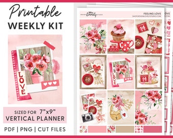 Valentine's Day Planner Stickers, Erin Condren Printable Planner Stickers, Fabruary Planner Printable, Weekly Stickers Kit, Cut Files, VS226