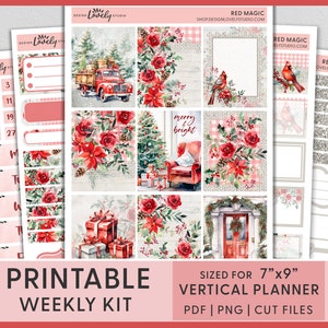 Kerstplannerstickers, winterplannerstickers, afdrukbare plannerstickers, december wekelijkse stickerkit, erin Condren stickers, VS249