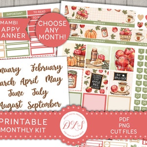 DRUCKBARE Herbst Sticker, Happy Planner Monthly Kit, Apple Sticker, November Planner Sticker, Oktober Monthly Kit, HPE137