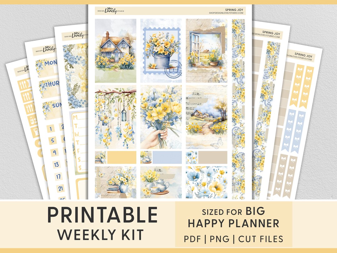 Spring Floral Planner Stickers for Big Happy Planner, Printable ...