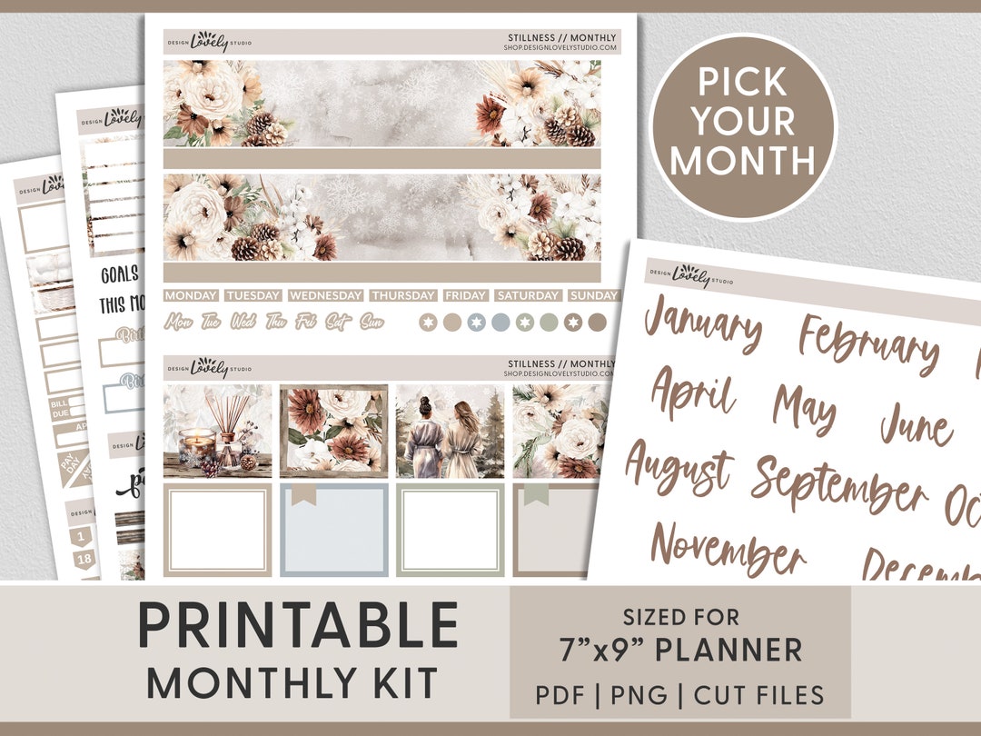Printable Erin Condren Monthly Kit, Spa Planner Stickers, December ...