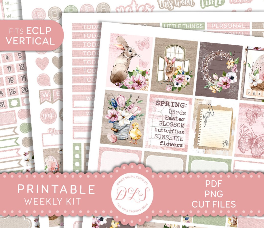 EASTER Printable Stickers, April Weekly Planner Stickers, Printable ...