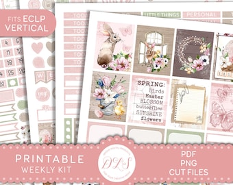 EASTER Printable Stickers, April Weekly Planner Stickers, Printable Erin Condren Weekly Kit, Printable Planner Stickers, Cut Files, VS195