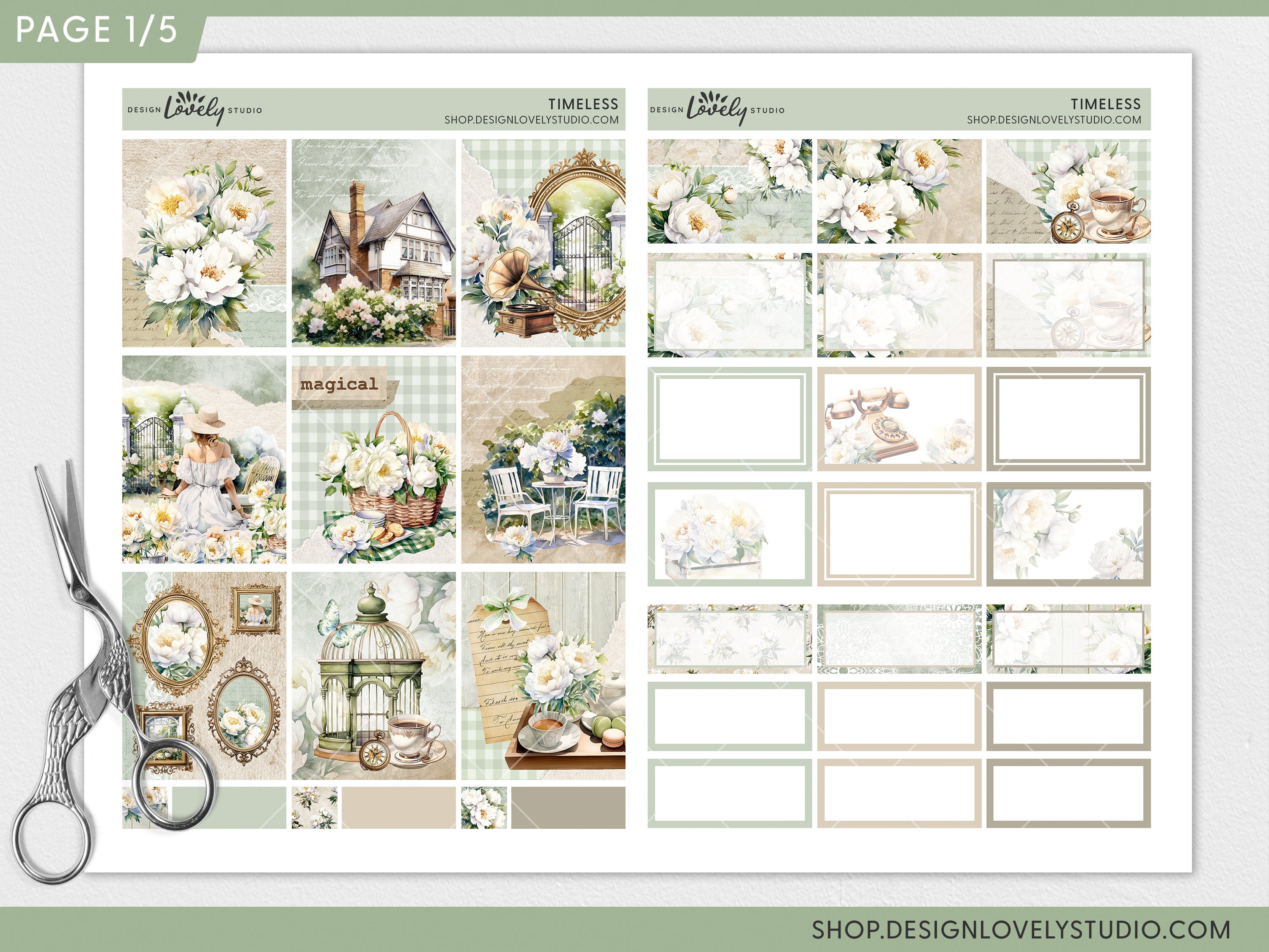 Printable Floral Planner Stickers, Vintage Spring Planner Stickers ...