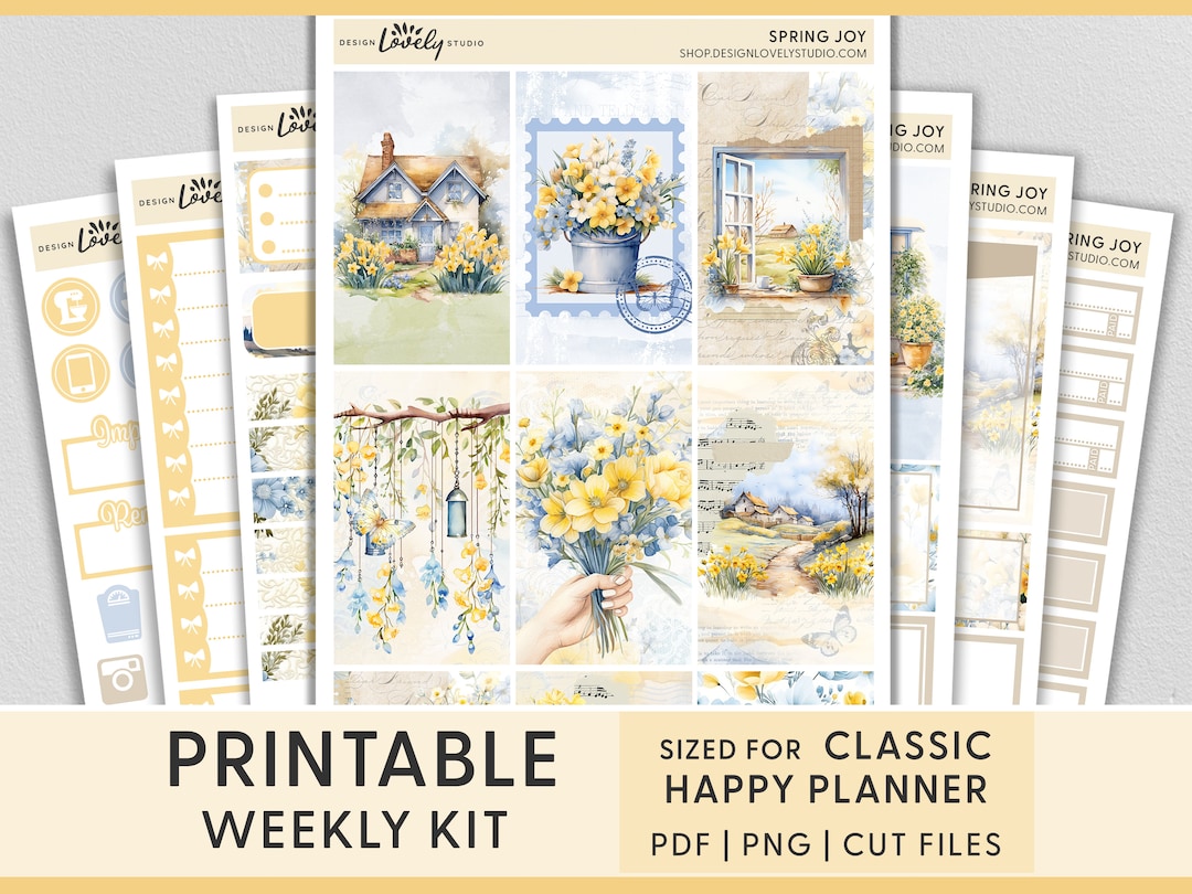 Floral Planner Stickers, Spring Planner Printable Stickers for Happy ...