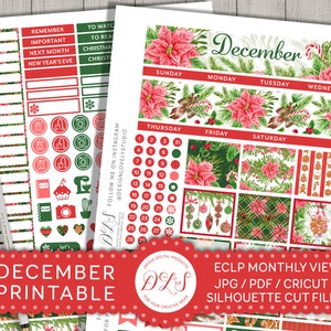 December maandelijkse Stickers Kit, December maandelijkse Planner Stickers, gemaakt om te passen Erin Condren maandelijks verspreid, Vakantie Planner Stickers, MV114