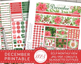 Diciembre mensual Kit de pegatinas, pegatinas de planificador mensual de diciembre, hecho a la medida mensual extendido de Erin Condren, etiquetas engomadas de planificador de vacaciones, MV114