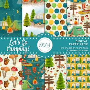 Digitales Papier Camping, Camping Digital-Hintergrund, Camping, Digital Scrapbook, digitales Papier Reisen, Camping nahtlose Papier, DP130