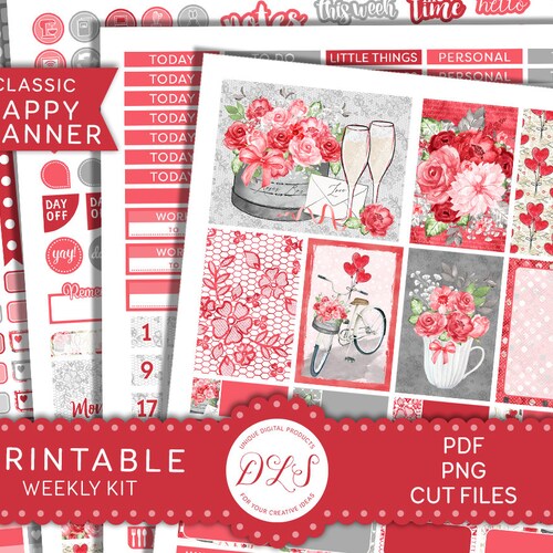Happy Planner Valentine's Day Stickers Printable - Etsy