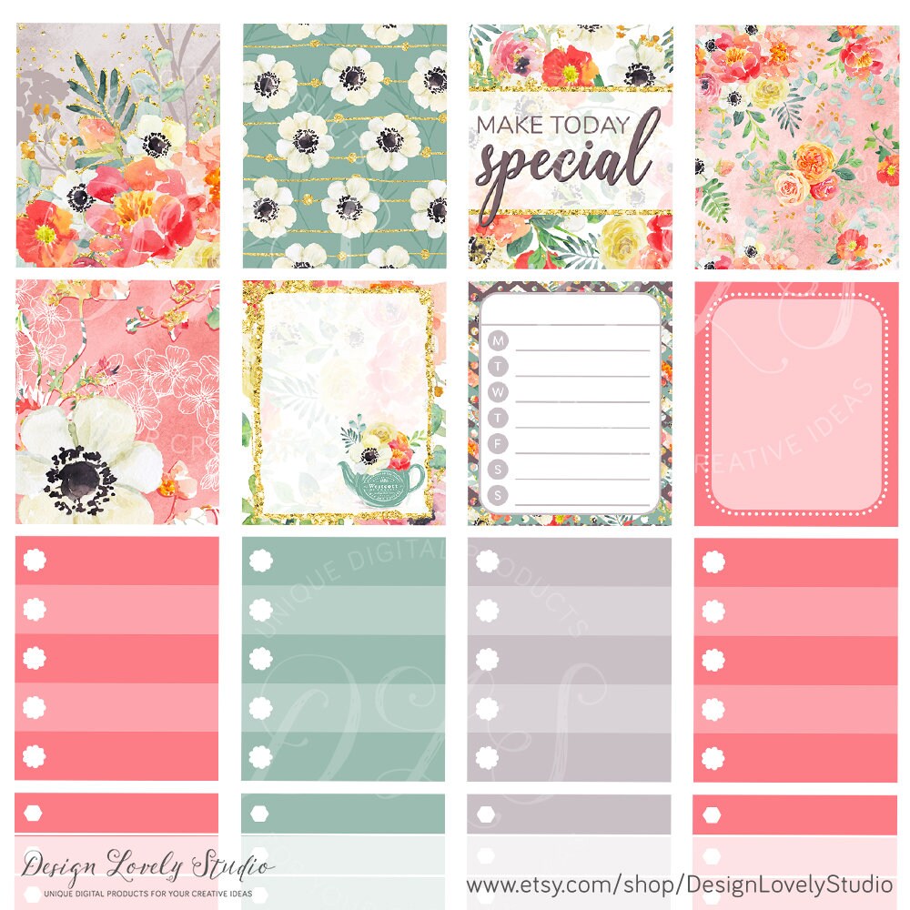 Mini Happy Planner PRINTABLE Stickers, Weekly Stickers Kit, Romantic ...