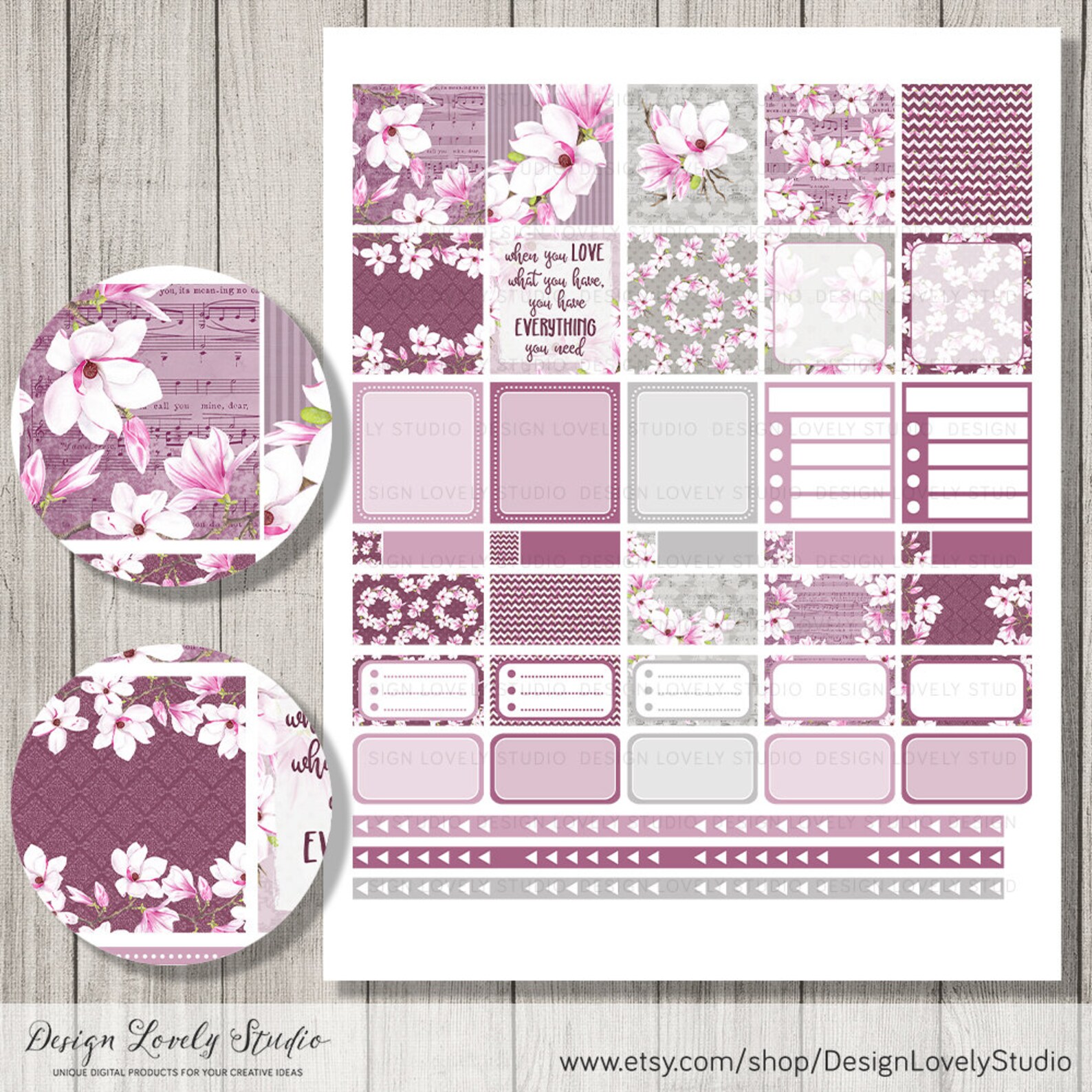 Printable Planner Stickers Kit ECLP Horizontal Stickers | Etsy