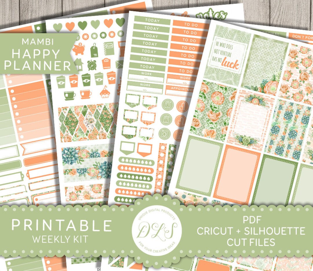 Happy Planner Weekly Kit, Printable Planner Stickers, Floral Planner ...