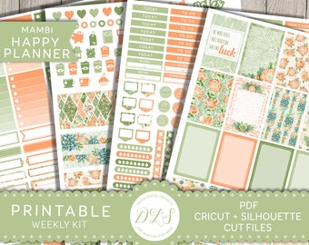 Happy Planner Weekly Kit, Printable Planner Stickers, Floral Planner Stickers, March Planner, April Planner, Happy Planner PDF, HP117