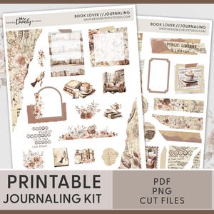 Book Lover Journaling Sticker Kit, Bookish Deco Stickers, Printable Planner Stickers, Bookworm, Library, Reading, Boho, Vintage, JS203