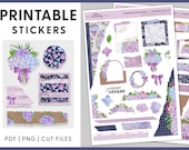 Printable Journaling Stickers, Floral Journaling Sticker Kit, Botanical Planner Stickers, Bullet Journal Stickers, Cut Files, JS108