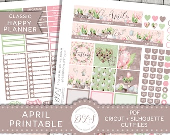 April Monthly Kit Printable April Planner Stickers Easter | Etsy