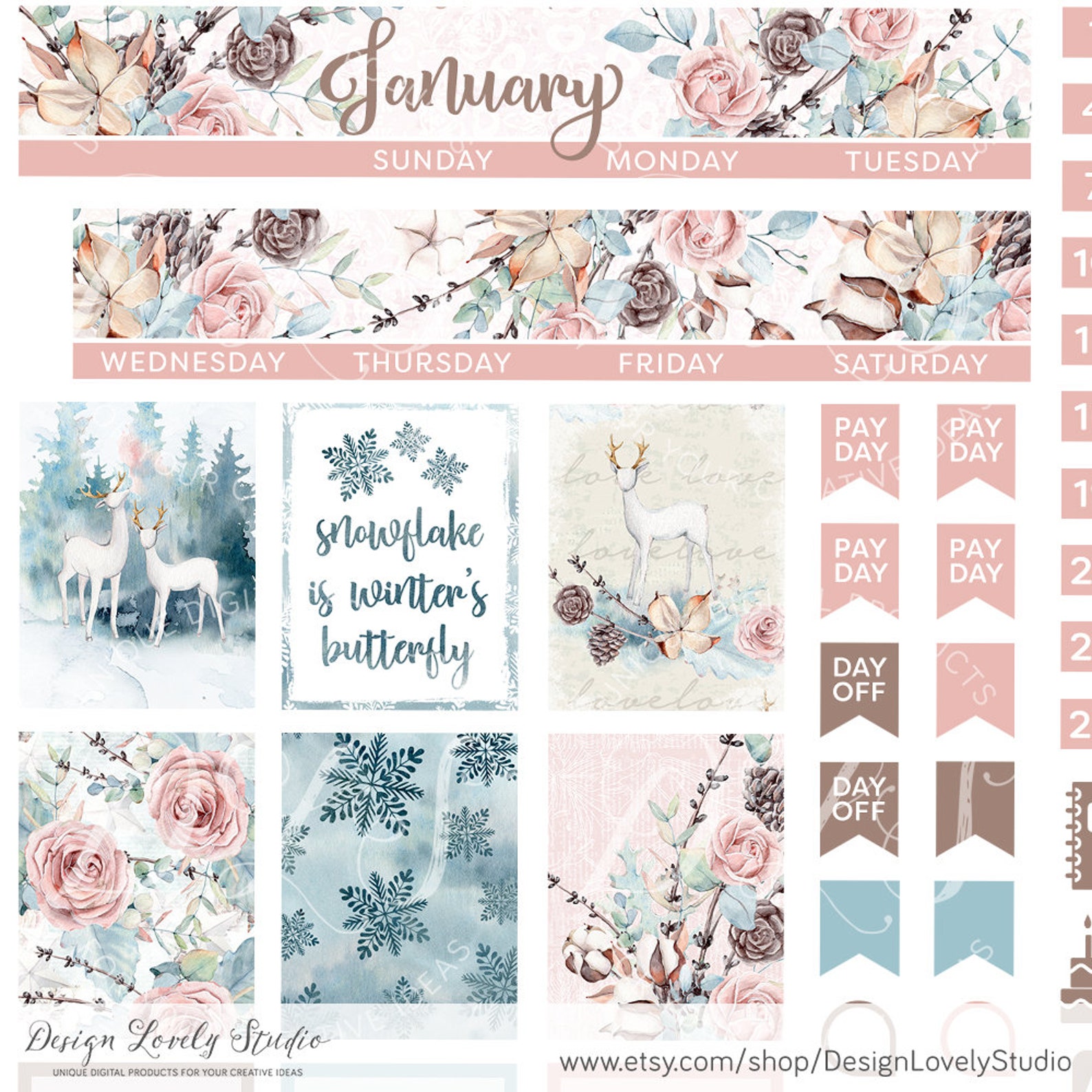 Printable JANUARY Monthly Kit Mini Happy Planner January - Etsy