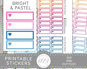 HEADER Planner Stickers, Multicolor Header Planner Stickers, Printable Header Planner Stickers, Functional Planner Stickers, Cut File, FS181