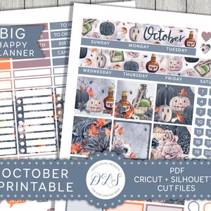 Printable October Monthly Kit, Big Happy Planner October Stickers Kit ...