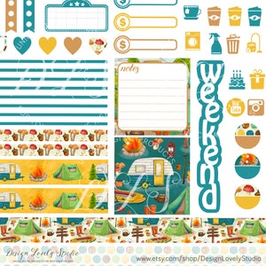 Mini Happy Planner Camping Stickers, Camping Planner Printable, Camper ...