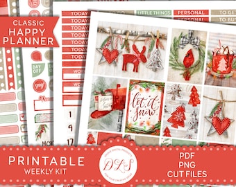 Printable CHRISTMAS Planner Stickers Kit, Happy Planner Christmas Printable Stickers, Christmas Weekly Planner Kit, Cut Files, HP174