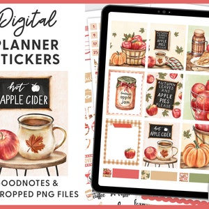 Goodnotes Stickers, Fall Digital Planner Stickers, Autumn Digital Stickers, Ipad Stickers, Notability Stickers, Pre-cropped Stickers, DG108