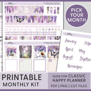 Kit de adesivos para planejador de maio, adesivos para planejador mensal de abril, adesivos para planejador floral, adesivos mensais para planejador feliz para impressão, HPMV232