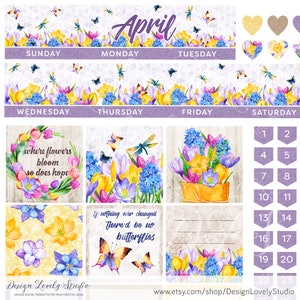 Printable APRIL Planner Stickers Kit, Happy Planner APRIL Monthly ...
