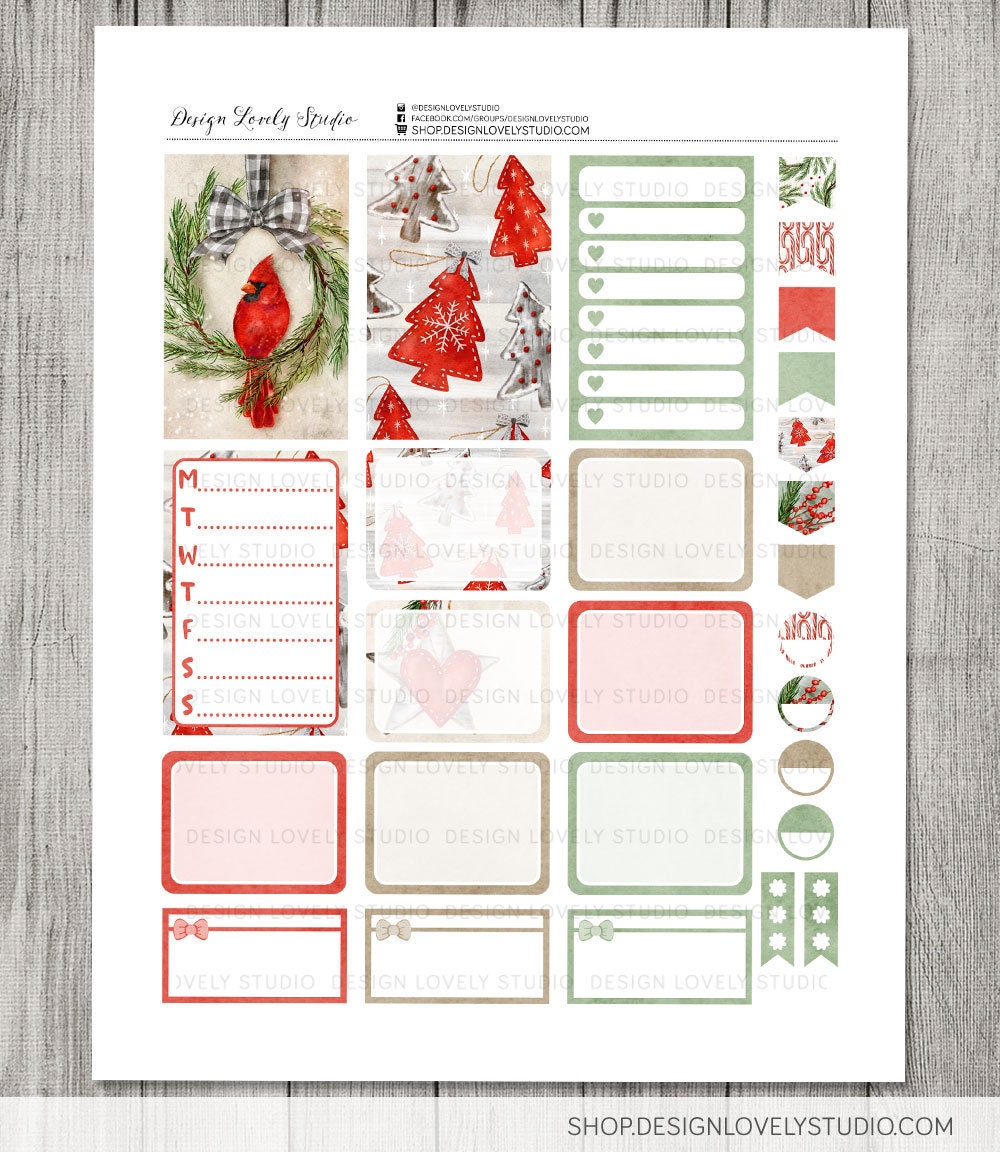 Printable CHRISTMAS Stickers Kit, Big Happy Planner Christmas Weekly ...